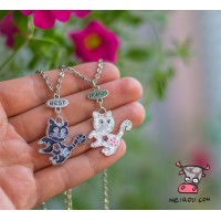 Кулон для двоих друзей Best Friends Черный и белый кот. Цена за набор